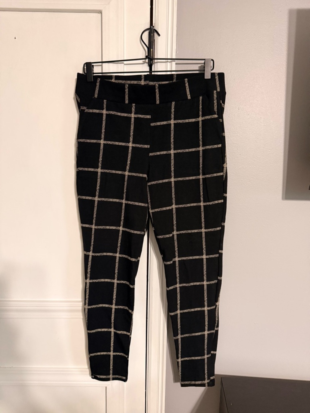 torrid Black Pants with Cream Windowpane Grid